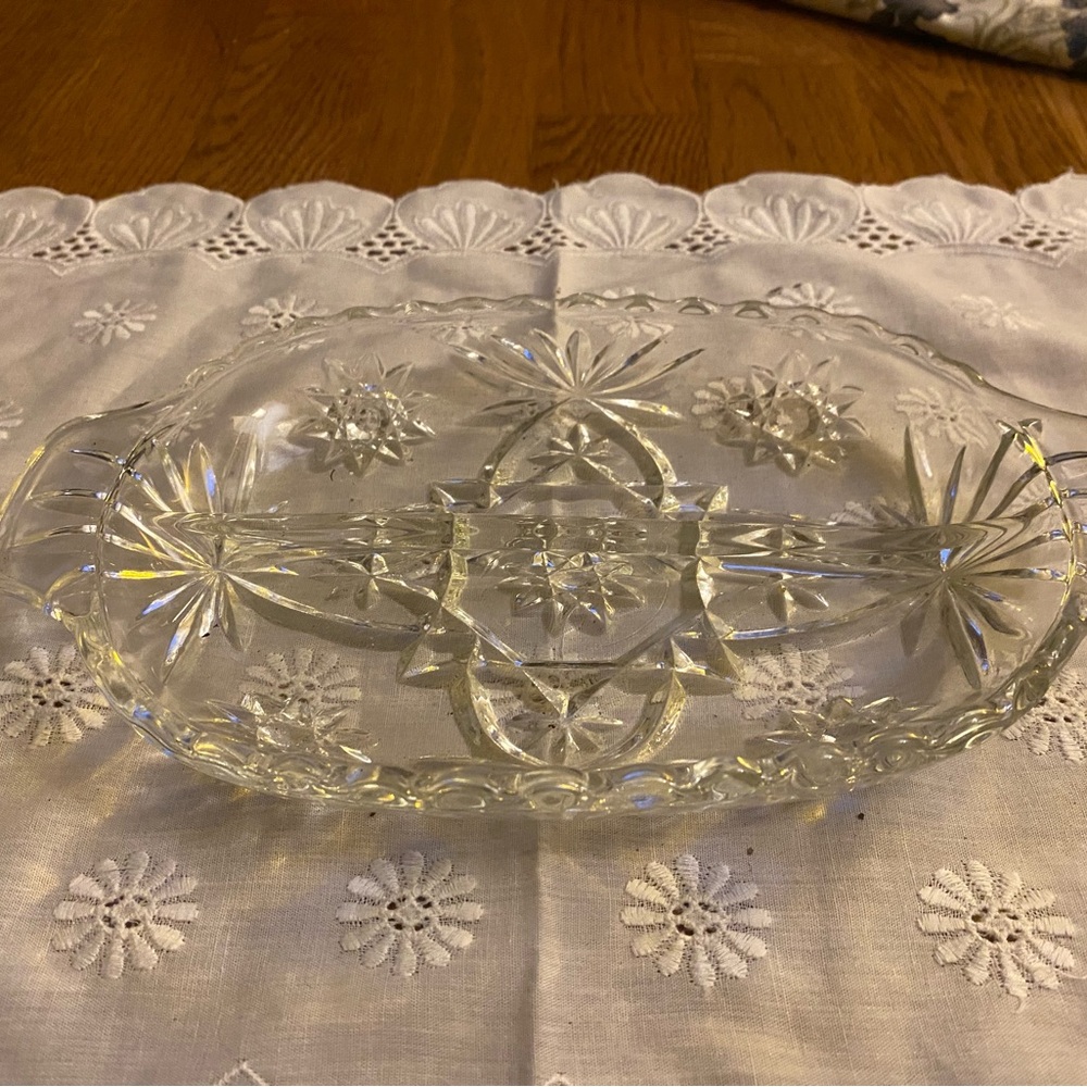Vintage Anchor Hocking American Prescut Divided Relish Tray Star of David